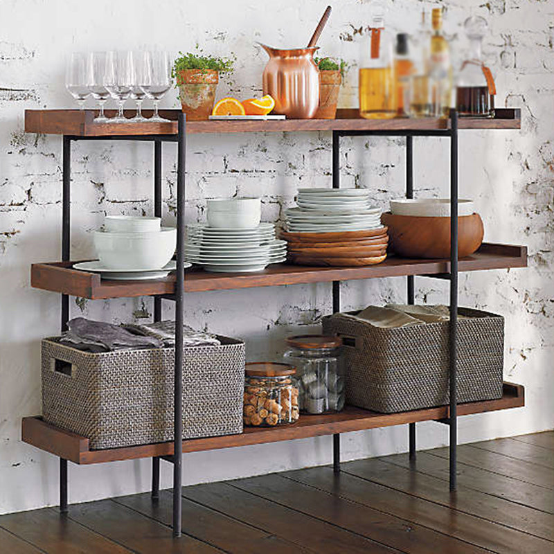 Industrial Style Open Bookshelf Etagere Shelf Bookcase with Rectangular Shelves