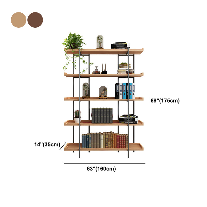 Industrial Style Open Bookshelf Etagere Shelf Bookcase with Rectangular Shelves