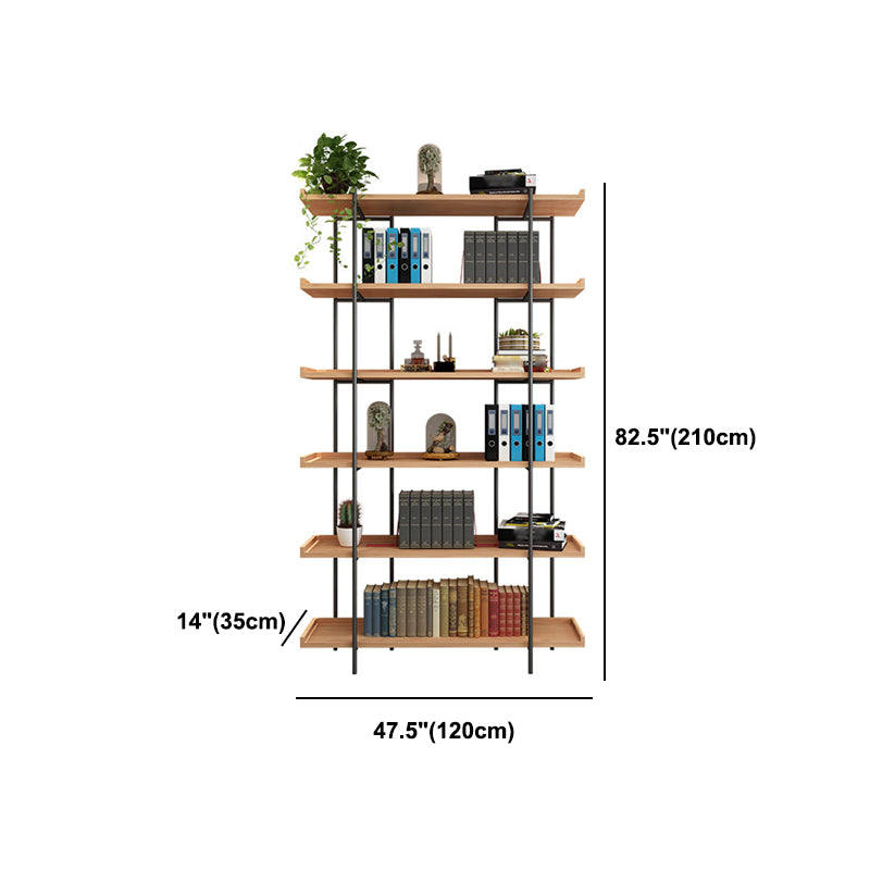 Industrial Style Open Bookshelf Etagere Shelf Bookcase with Rectangular Shelves