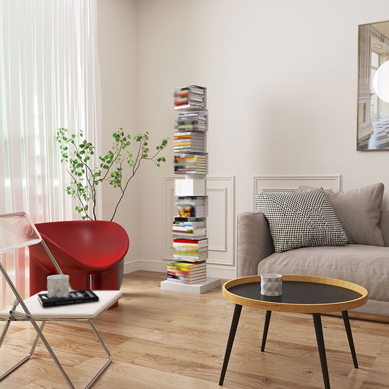 Scaffali di libreria in metallo aperto stile moderno con ripiani rettangolari