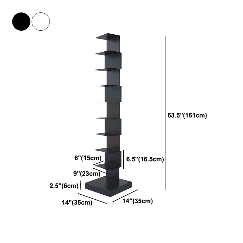 Scaffali di libreria in metallo aperto stile moderno con ripiani rettangolari