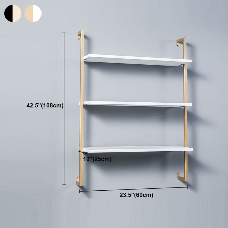 Contemporary Wall Unit Bookshelf with Iron Frame Manufactured Wood Shelf