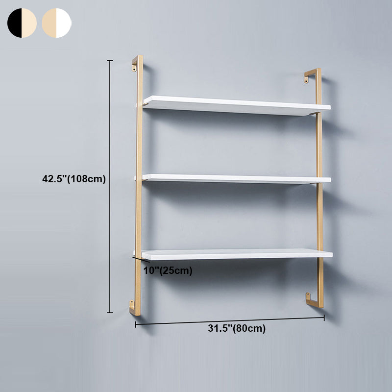 Contemporary Wall Unit Bookshelf with Iron Frame Manufactured Wood Shelf