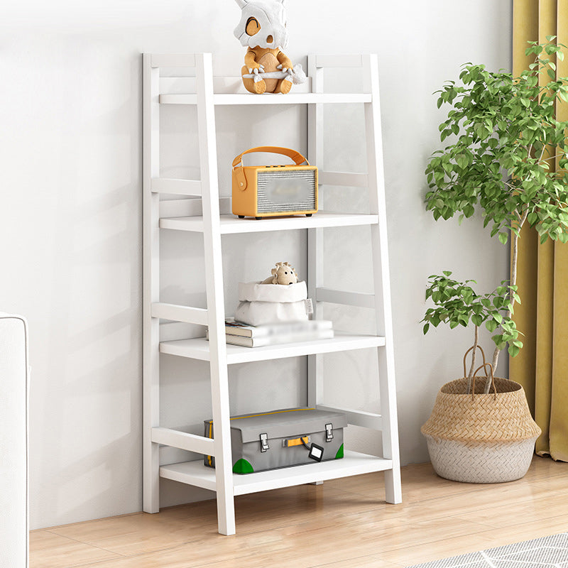 Contemporary Ladder Bookcase Wooden Open Back Bookshelf with Shelves for Home