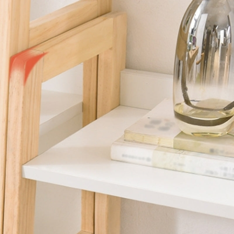 Contemporary Ladder Bookcase Wooden Open Back Bookshelf with Shelves for Home