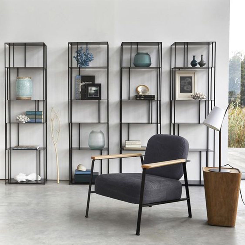 Industrial Style Open Bookcase with Metal Rectangular Shelves