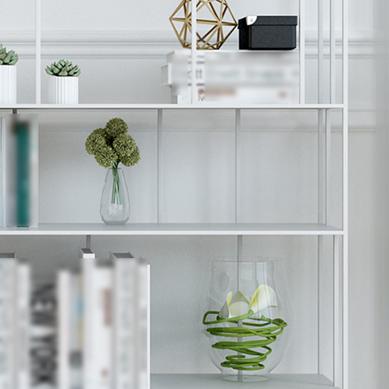 Industrial Style Open Bookcase with Metal Rectangular Shelves