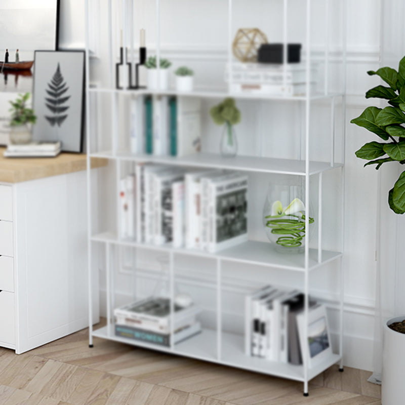Industrial Style Open Bookcase with Metal Rectangular Shelves