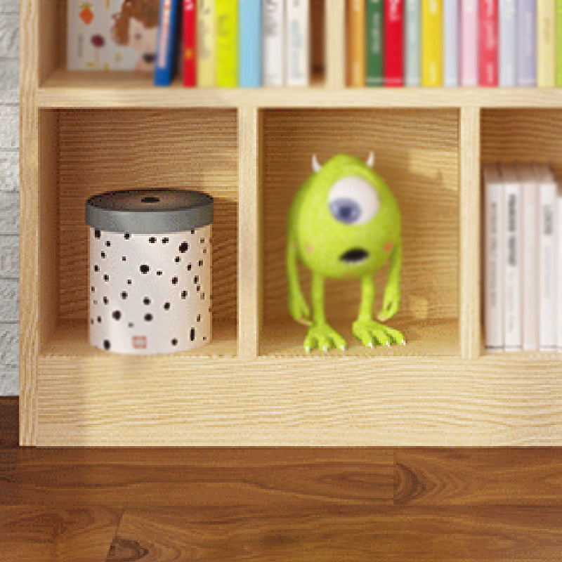 2/3-Shelf Natural Modern Bookshelf Pine Wood Geometric Closed Back Bookshelf