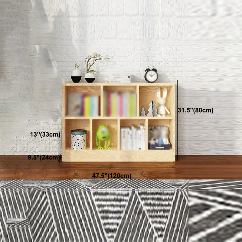2/3-Shelf Natural Modern Bookshelf Pine Wood Geometric Closed Back Bookshelf