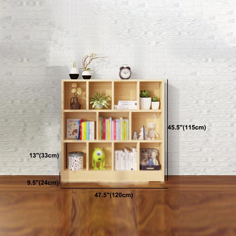 2/3-Shelf Natural Modern Bookshelf Pine Wood Geometric Closed Back Bookshelf