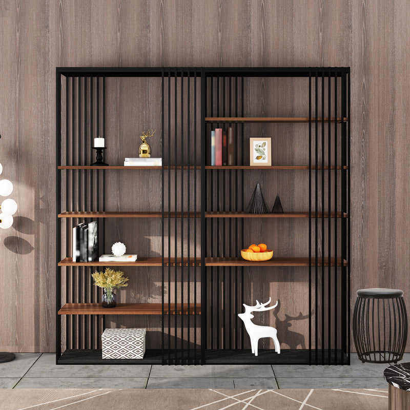 4-Shelf Metal Standard Bookcase Industrial Bookcase for Home Office