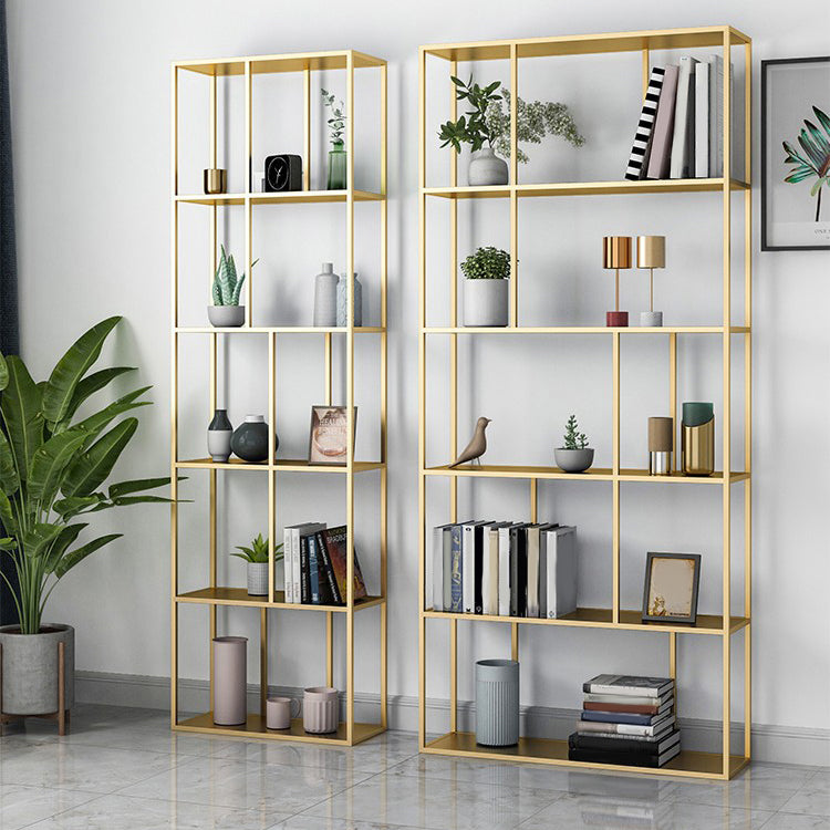Industrial Metal Etagere Book Shelf with Rectangular Shelves Bookcase