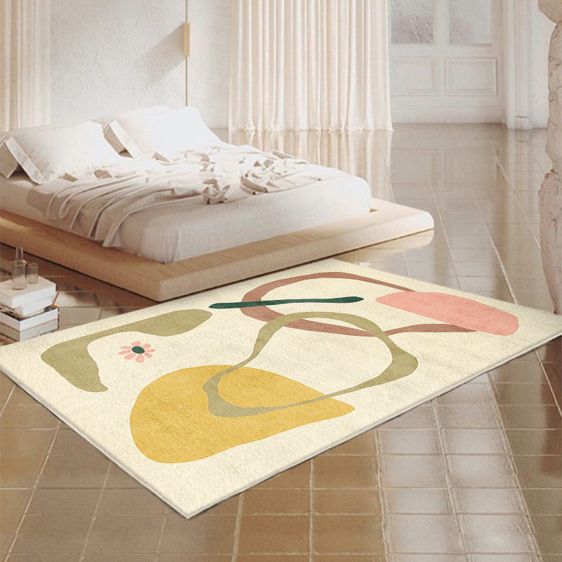 Modern Style Living Room Rug Color Block Carpet Polyester Washable Area Rug