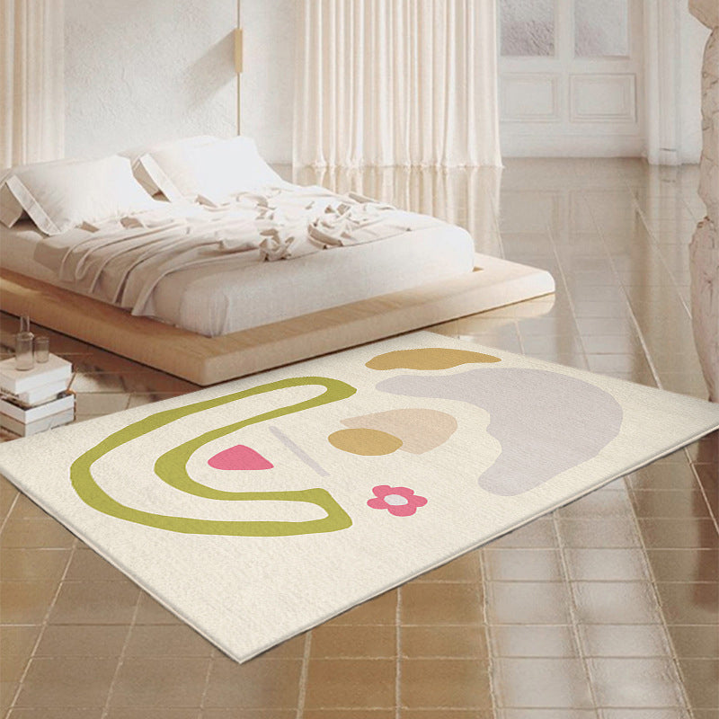 Modern Style Living Room Rug Color Block Carpet Polyester Washable Area Rug