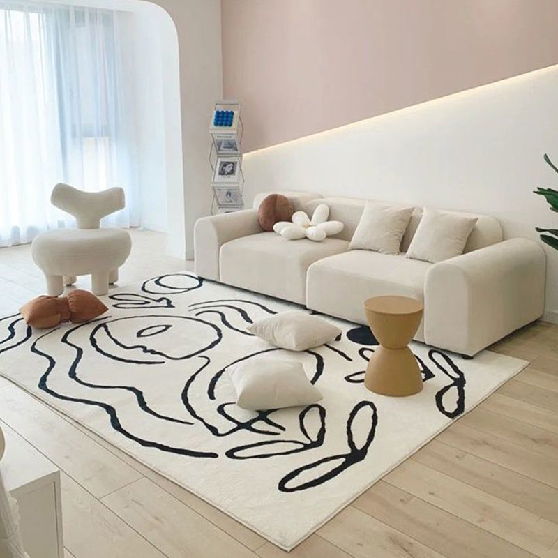 Abstract Painting Living Room Rug Color Block Carpet Polyester Washable Area Rug