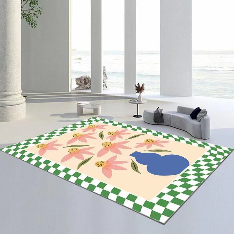 Estilo artístico Flor Estética de la alfombra suave Rectángulo de telar Alfombra para dormitorio
