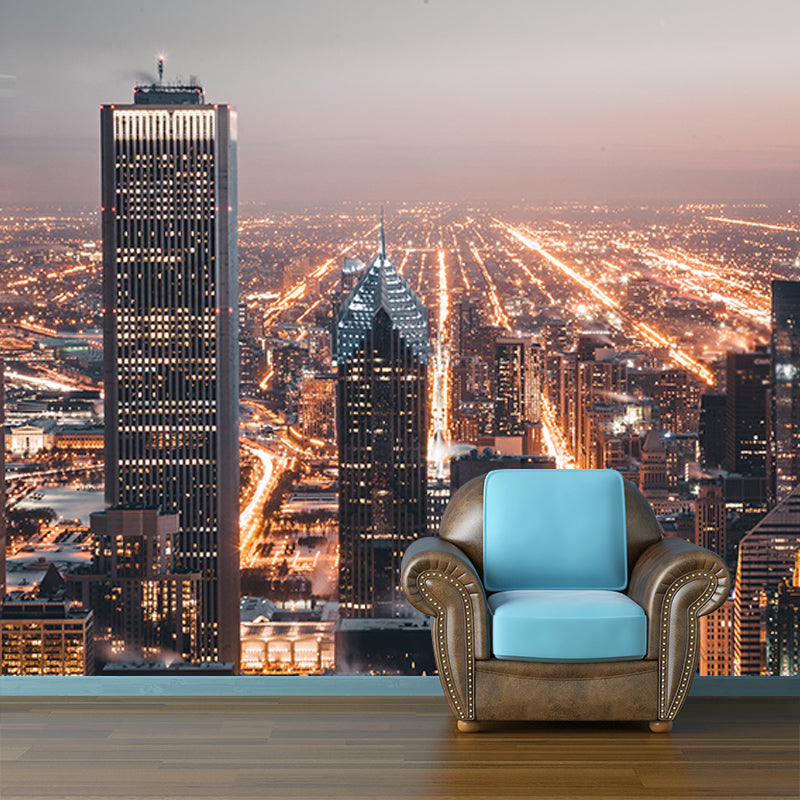 Environment Friendly Resistant Mural Wallpaper Urban Landscape Sleeping Room Wall Mural