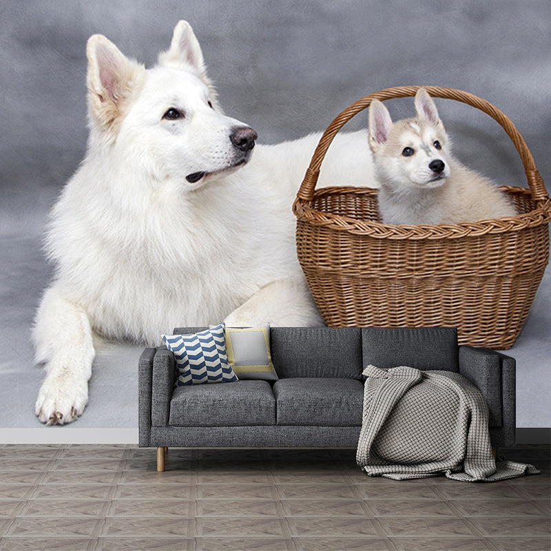Decorative Photography Mural Wallpaper Cute Dogs Indoor Wall Mural