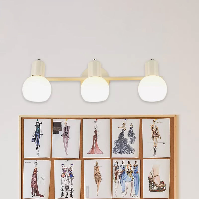 3-Bulb Wall Sconce Lighting with Bubble Shade Opal Glass Modern Bathroom Light Fixture in Black/White