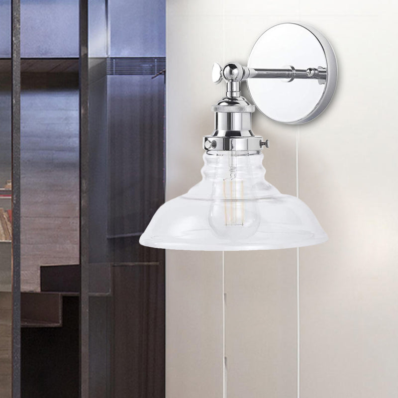 Clear Glass Chrom/Nickel-Leuchte Lichtstall 1-Licht Industriewandlampenlampe für die Küche