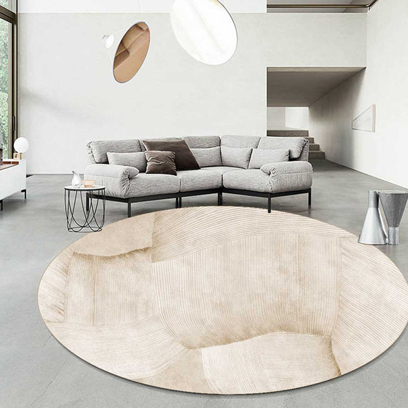 Light Brown Stirpe Rug Polyester Casual Rug Non-Slip Backing Rug for Living Room