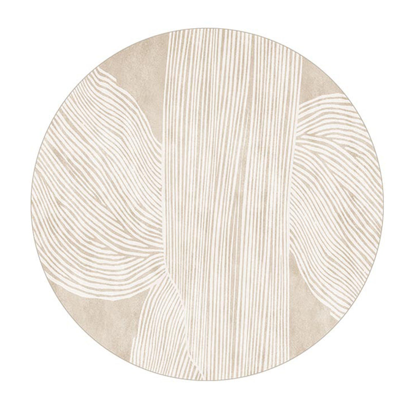 Light Brown Stirpe Rug Polyester Casual Rug Non-Slip Backing Rug for Living Room