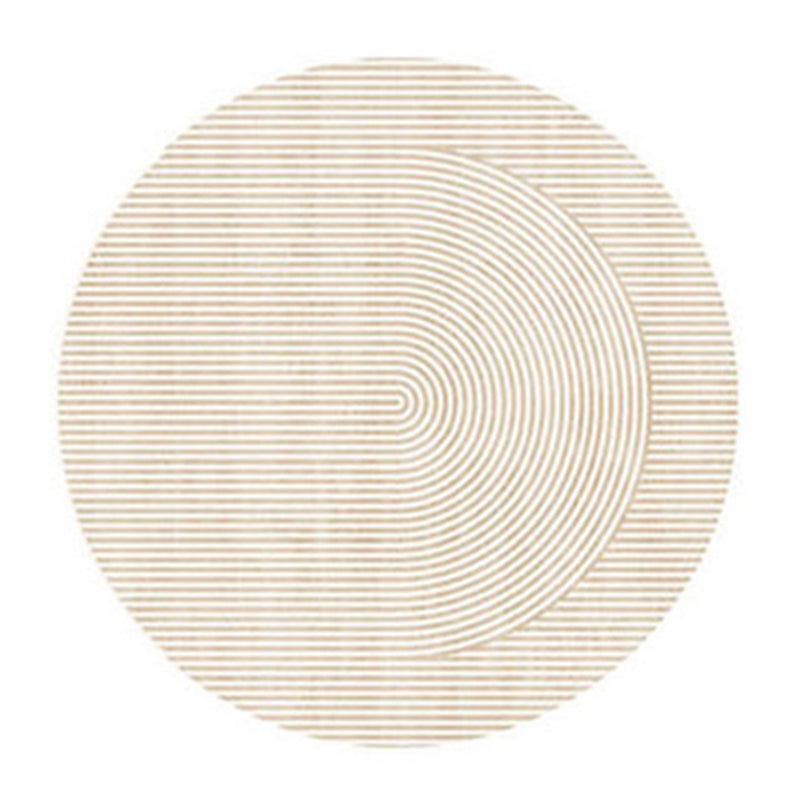 Light Brown Stirpe Rug Polyester Casual Rug Non-Slip Backing Rug for Living Room
