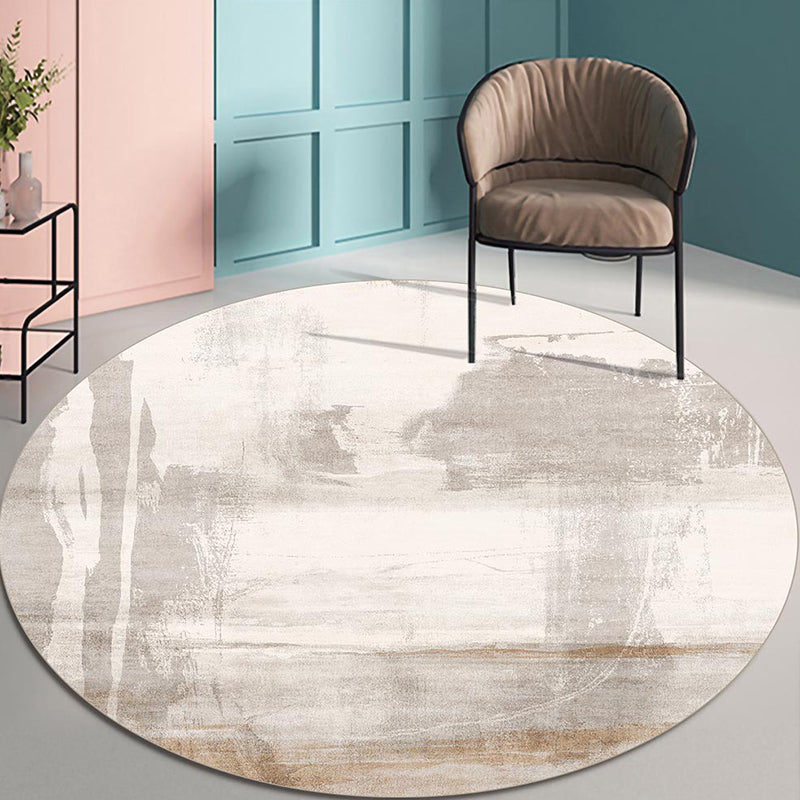 Light Brown Stirpe Rug Polyester Casual Rug Non-Slip Backing Rug for Living Room