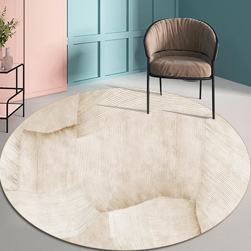 Light Brown Stirpe Rug Polyester Casual Rug Non-Slip Backing Rug for Living Room