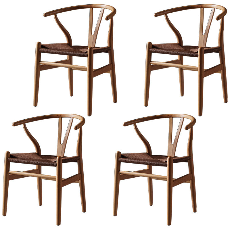 Silla de comedor de madera moderna con acabado mate de Wishbone de haya