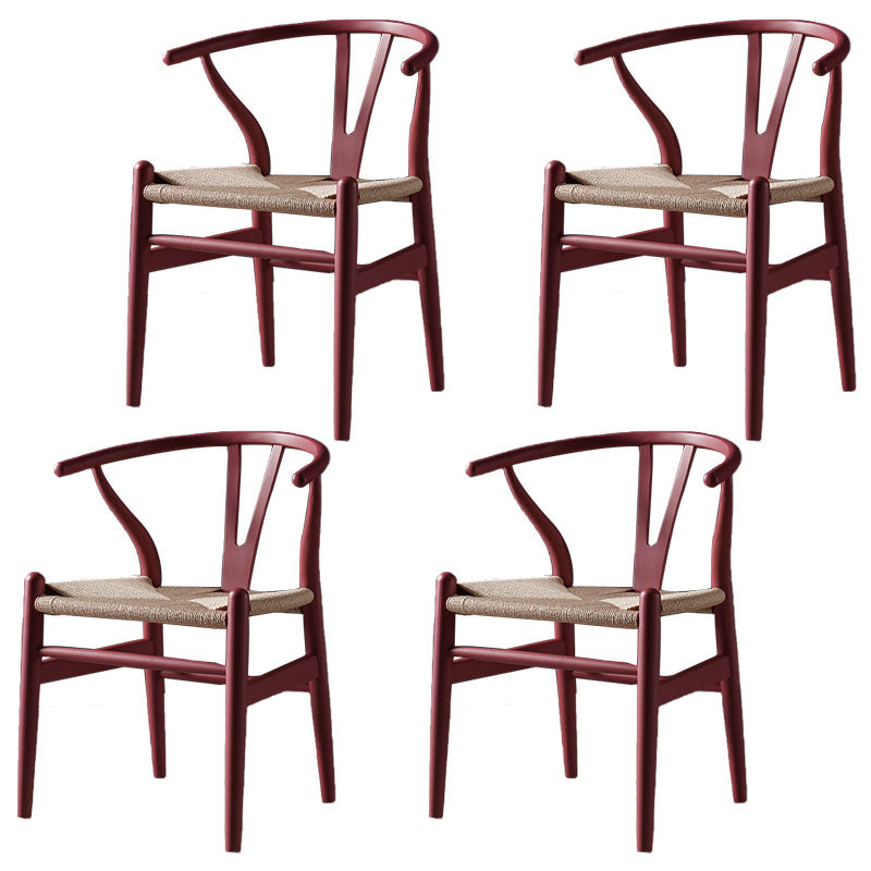 Silla de comedor de madera moderna con acabado mate de Wishbone de haya