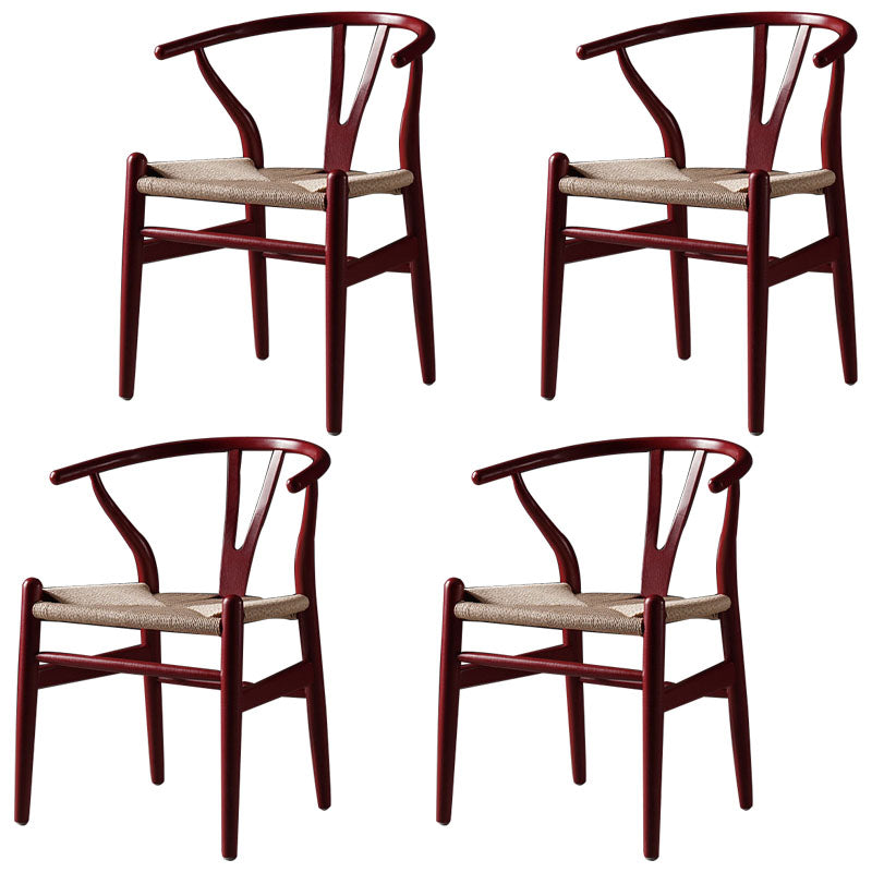 Silla de comedor de madera moderna con acabado mate de Wishbone de haya