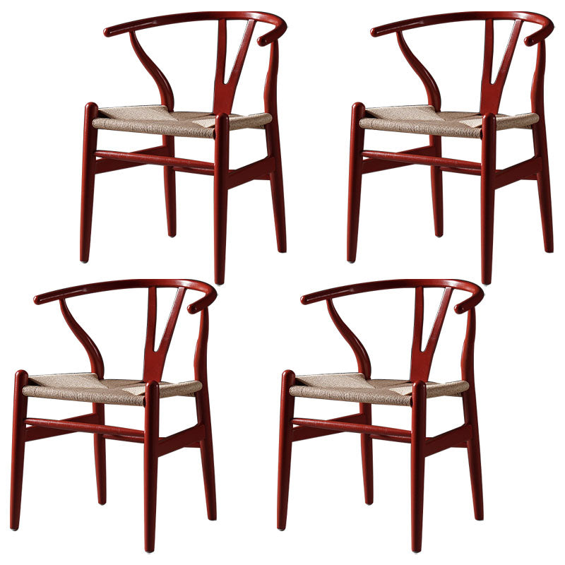 Silla de comedor de madera moderna con acabado mate de Wishbone de haya