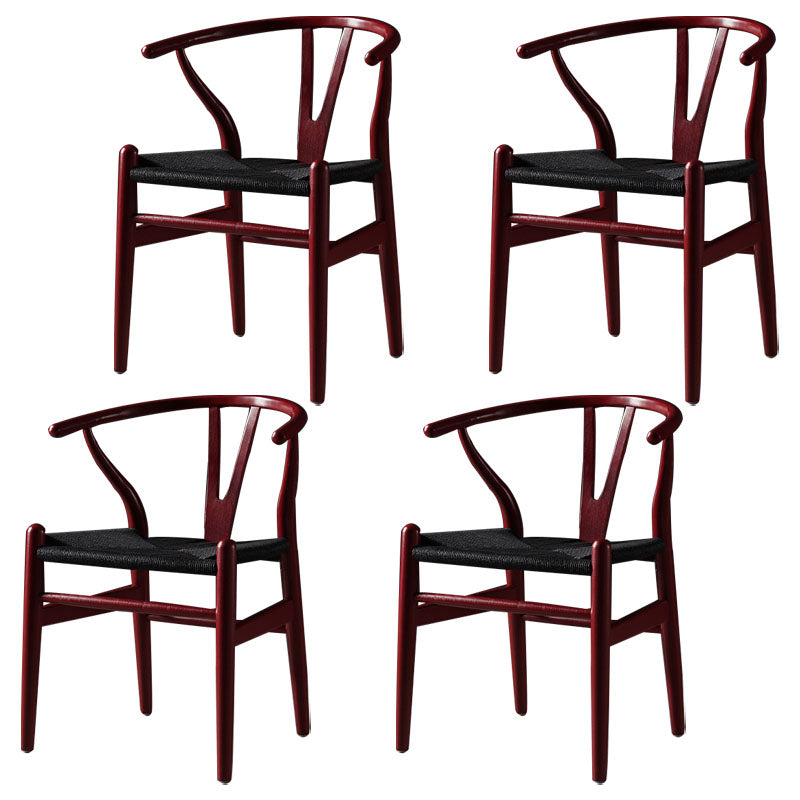 Silla de comedor de madera moderna con acabado mate de Wishbone de haya