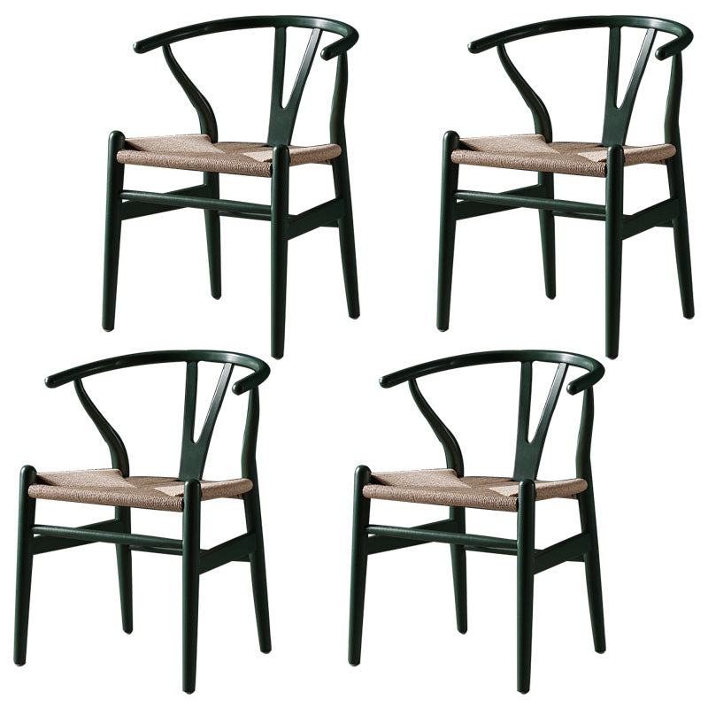 Silla de comedor de madera moderna con acabado mate de Wishbone de haya