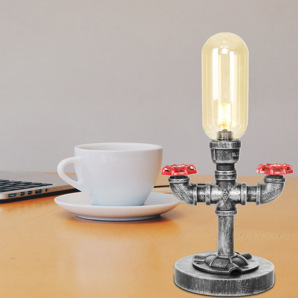 Tombre de cápsula Clear/Amber Glass Table Light Style Industrial Style 1/3 Ligas Lámpara de escritorio de sala de estar con base