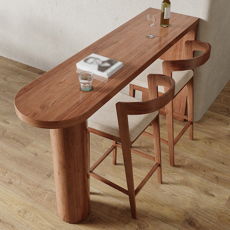 Brown Wood Pub Table with Specialty Table Top Double Pedestal Table - 41.3" H