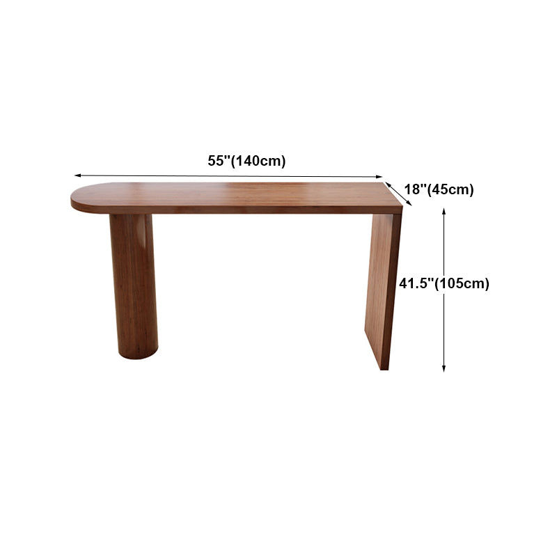 Brown Wood Pub Table with Specialty Table Top Double Pedestal Table - 41.3" H
