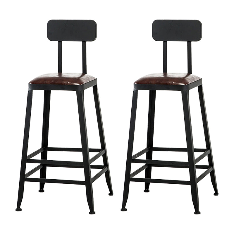 Industrial Iron Armless Footrest Stool Brown Upholstered Stool for Bristol