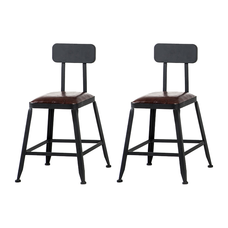 Industrial Iron Armless Footrest Stool Brown Upholstered Stool for Bristol