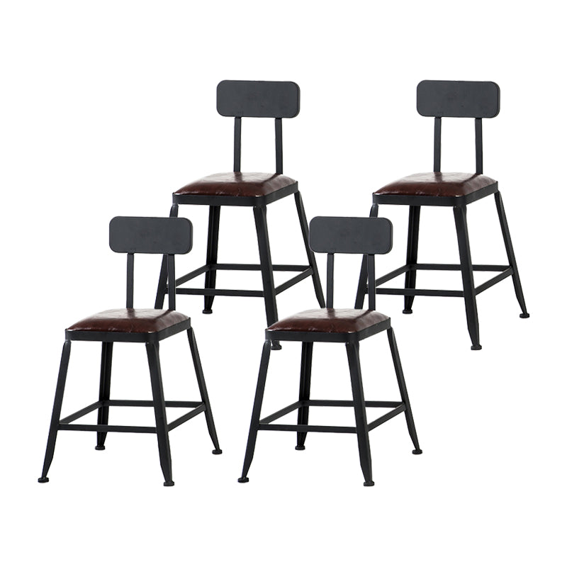 Industrial Iron Armless Footrest Stool Brown Upholstered Stool for Bristol