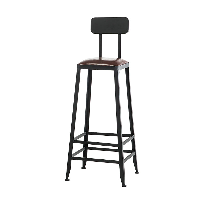 Industrial Iron Armless Footrest Stool Brown Upholstered Stool for Bristol