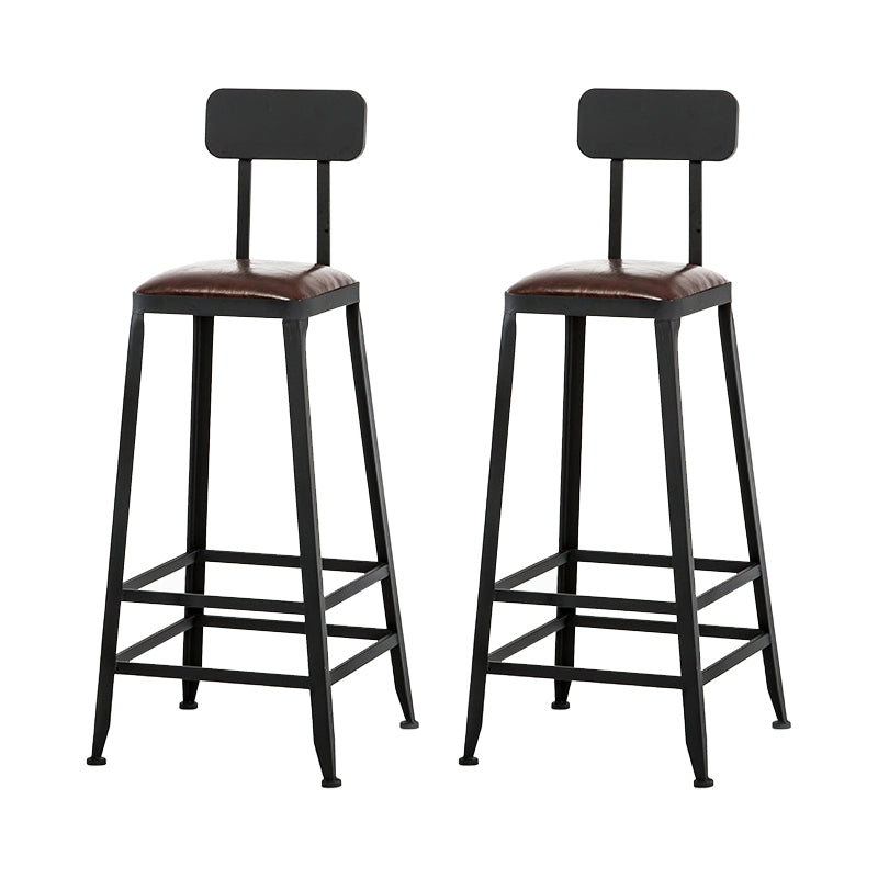 Industrial Iron Armless Footrest Stool Brown Upholstered Stool for Bristol