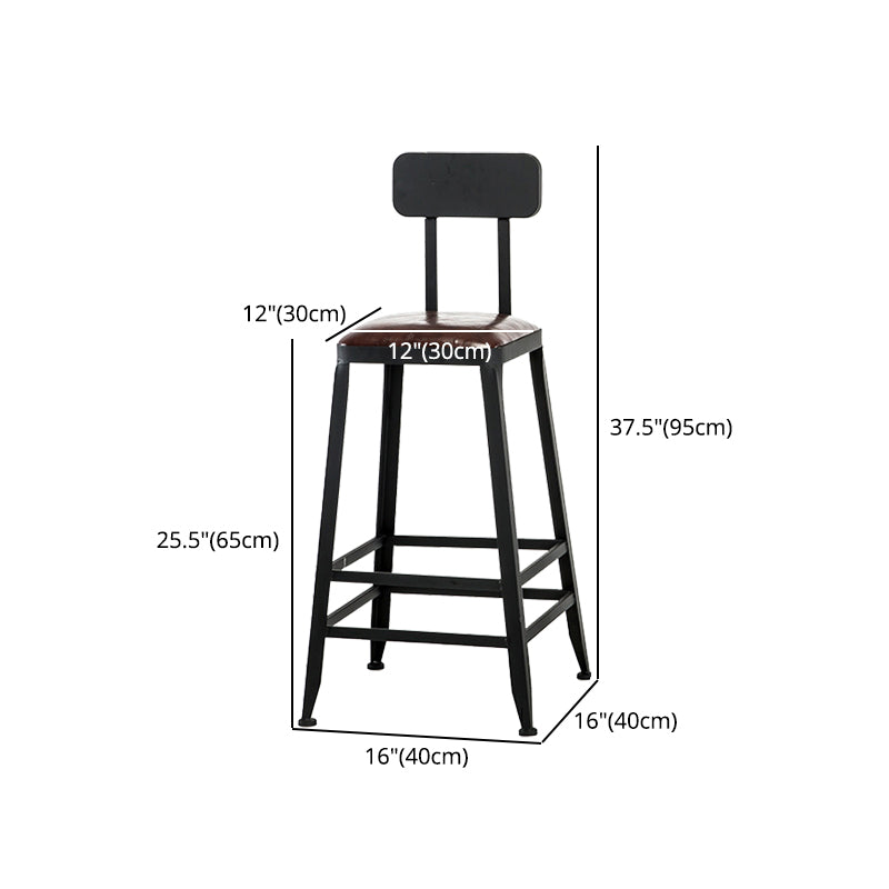 Industrial Iron Armless Footrest Stool Brown Upholstered Stool for Bristol