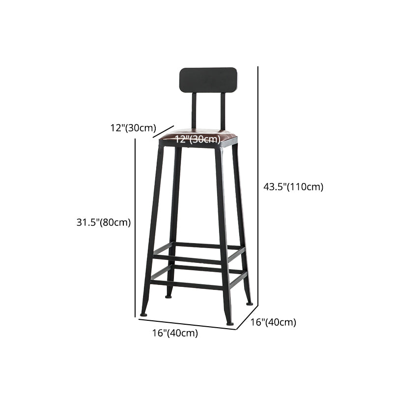 Industrial Iron Armless Footrest Stool Brown Upholstered Stool for Bristol