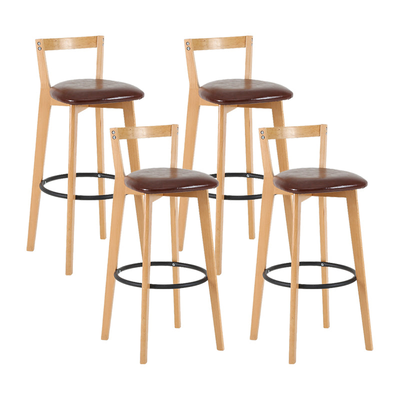 Contemporary Wood Kitchen Dining Room Armless Stool Low Back Bar Stool