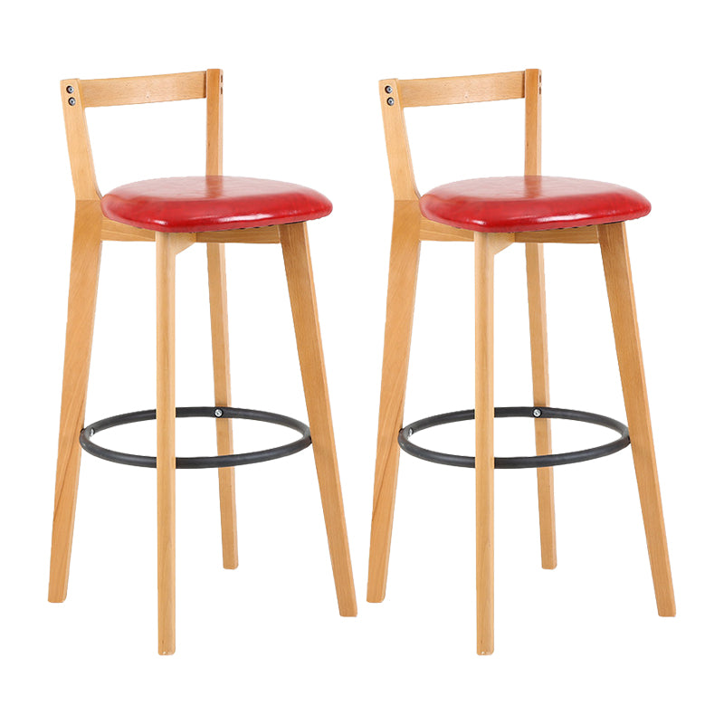 Contemporary Wood Kitchen Dining Room Armless Stool Low Back Bar Stool