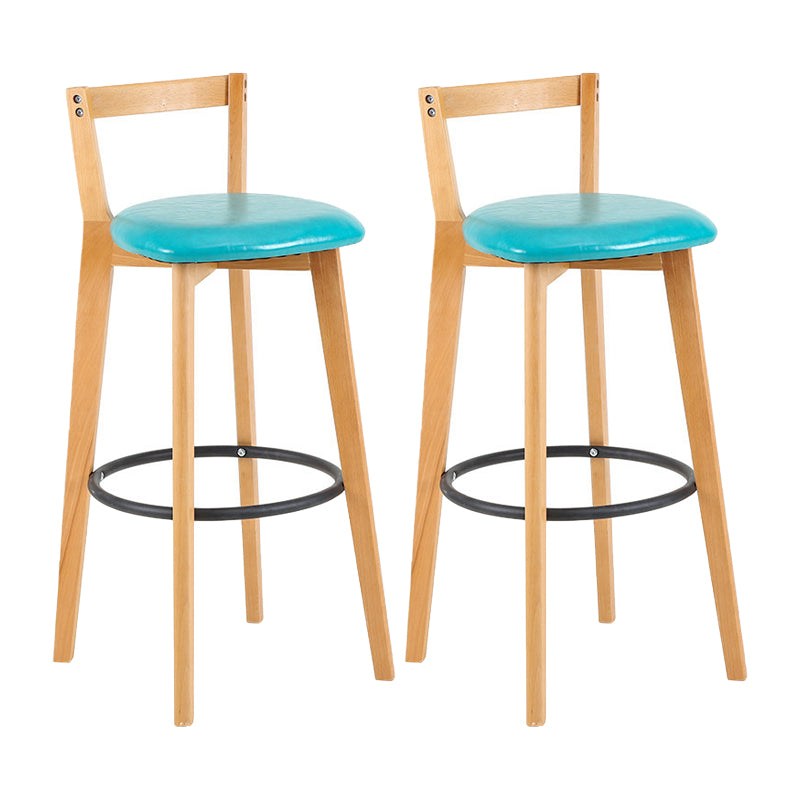 Contemporary Wood Kitchen Dining Room Armless Stool Low Back Bar Stool