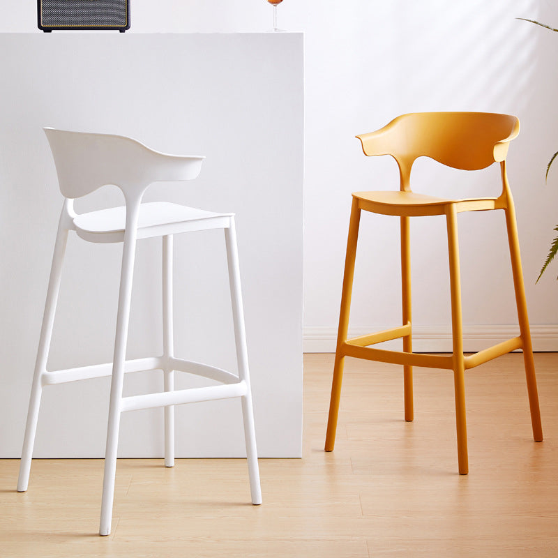 Contemporary Plastic Kitchen Dining Room Arm Stool Low Back Bar Stool